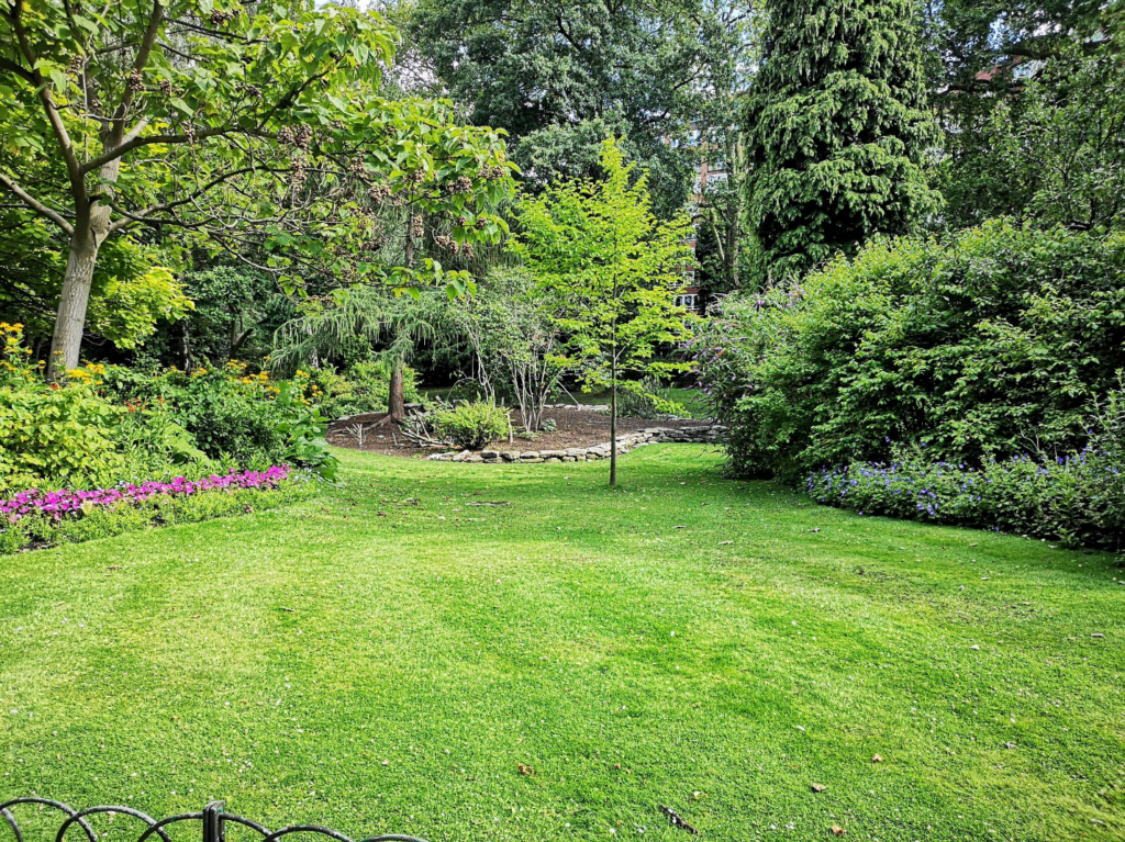 Technician inspecting sprinkler heads during a residential irrigation system evaluation